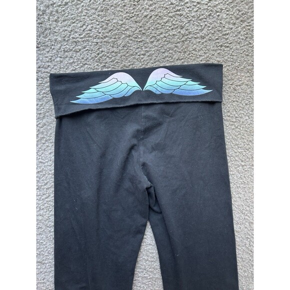 Victoria’s Secret Ombré Pink Blue Green Angel Wings Fold Over Black Legging - Picture 2 of 5